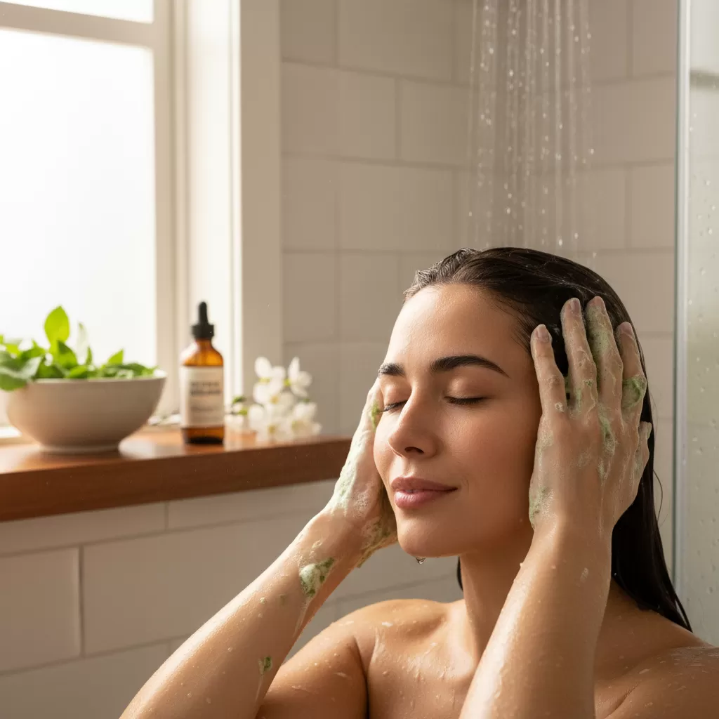 Massage da đầu nhẹ nhàng giúp dưỡng chất thấm sâu vào nang tóc