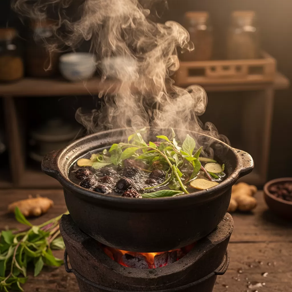 Quá trình nấu nước bồ kết thủ công đòi hỏi nhiều thời gian và công sức