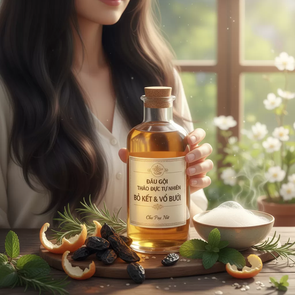 gemini_image_1771843670 Các sản phẩm có nguồn gốc thiên nhiên giúp nuôi dưỡng tóc an toàn và lành tính