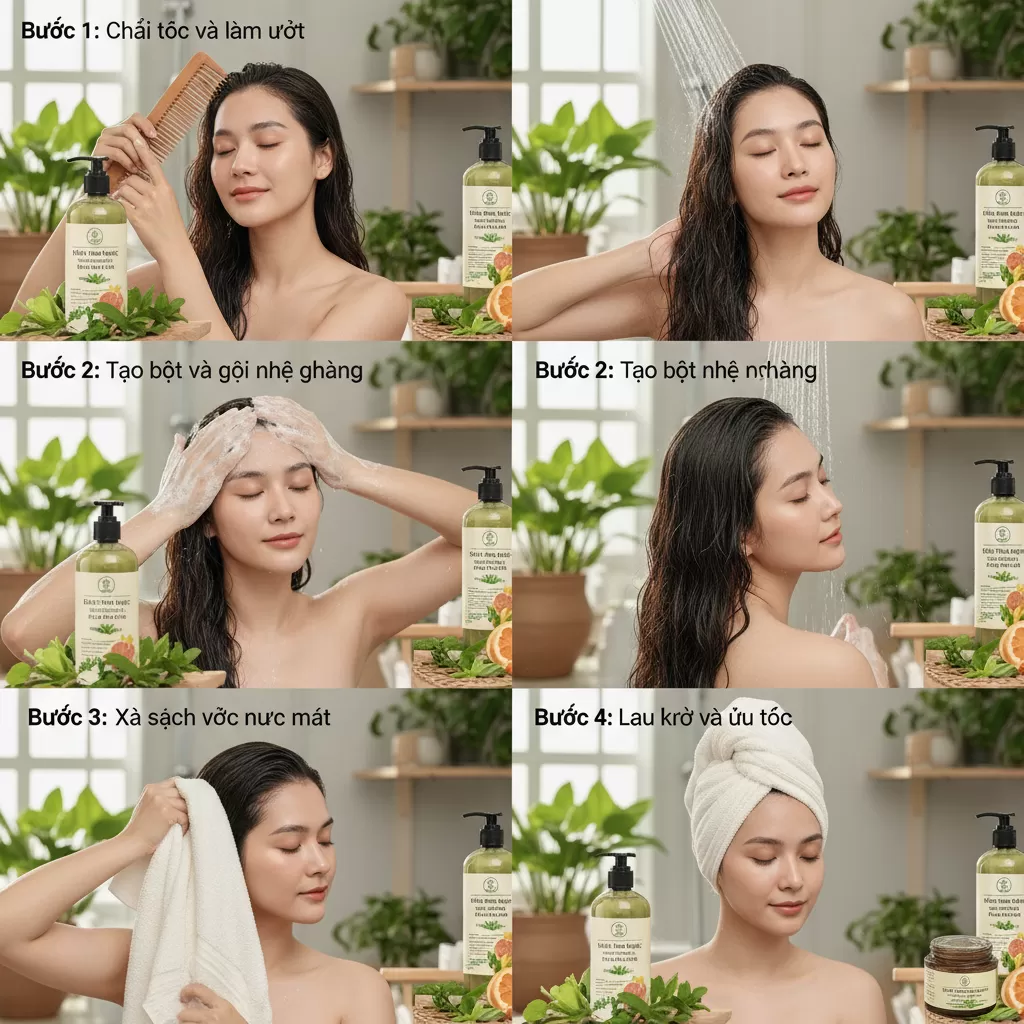 Sử dụng dầu gội và dầu xả thảo dược đúng cách giúp bảo vệ tóc tối ưu