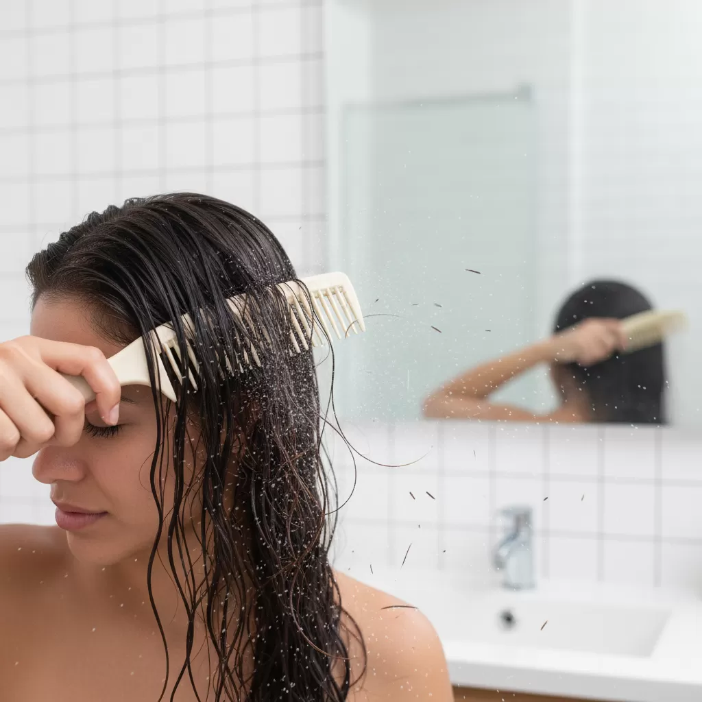 Chải tóc khi ướt là sai lầm phổ biến dẫn đến tổn thương nang tóc