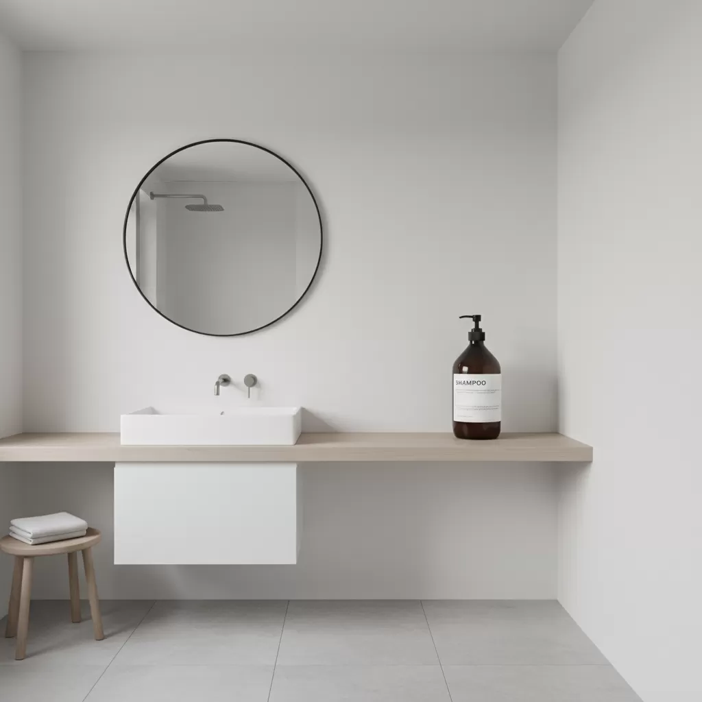 Tối ưu không gian phòng tắm bằng cách sử dụng dầu gội dung tích lớn cho cả nhà