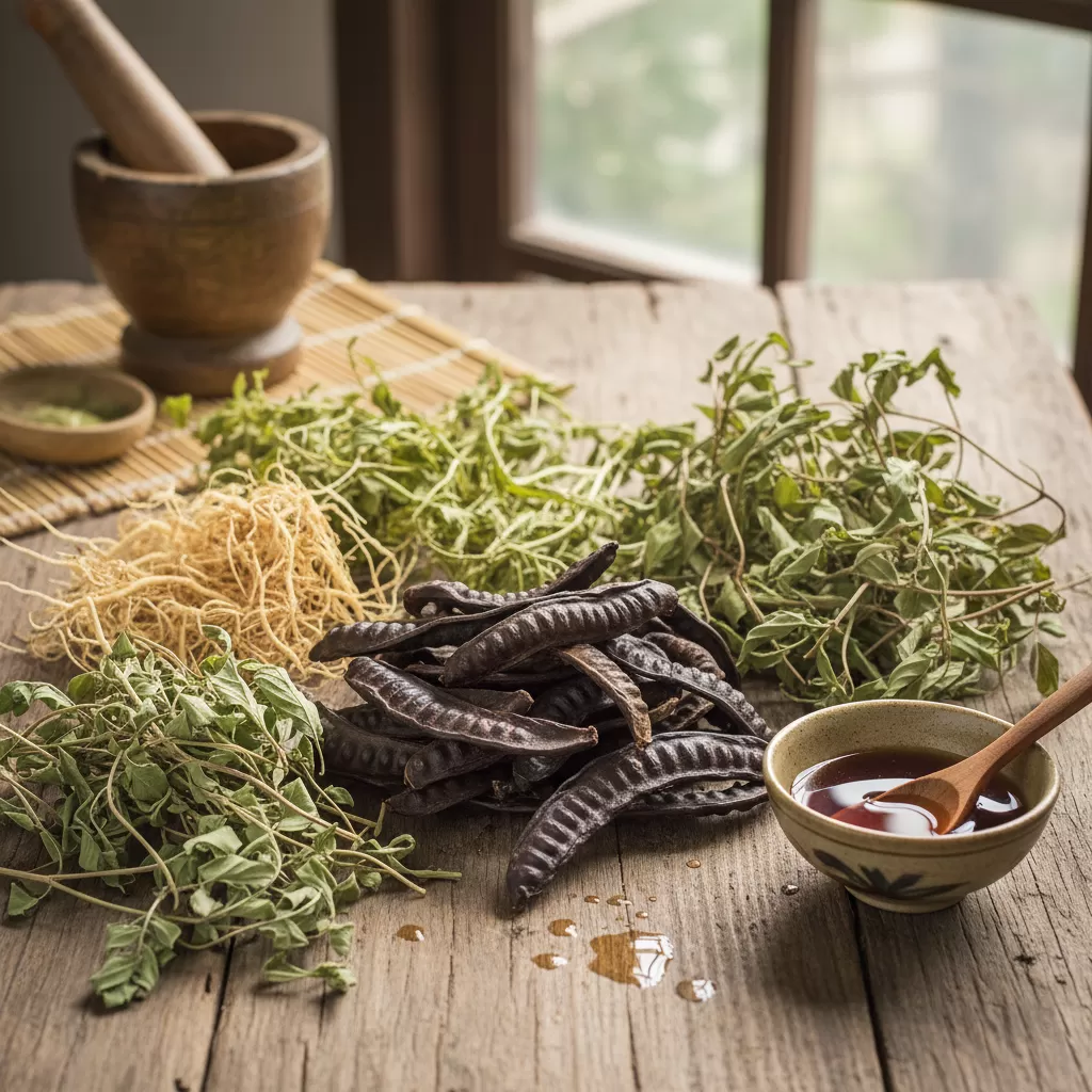 gemini_image_1771858134 Các loại thảo mộc truyền thống là nền tảng cốt lõi của dầu gội thảo dược nội địa