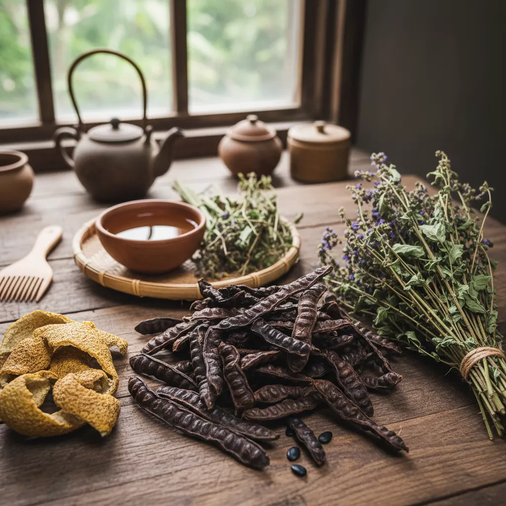 gemini_image_1771859604-1 Các thành phần thảo mộc tự nhiên là yếu tố then chốt tạo nên giá trị của dầu gội