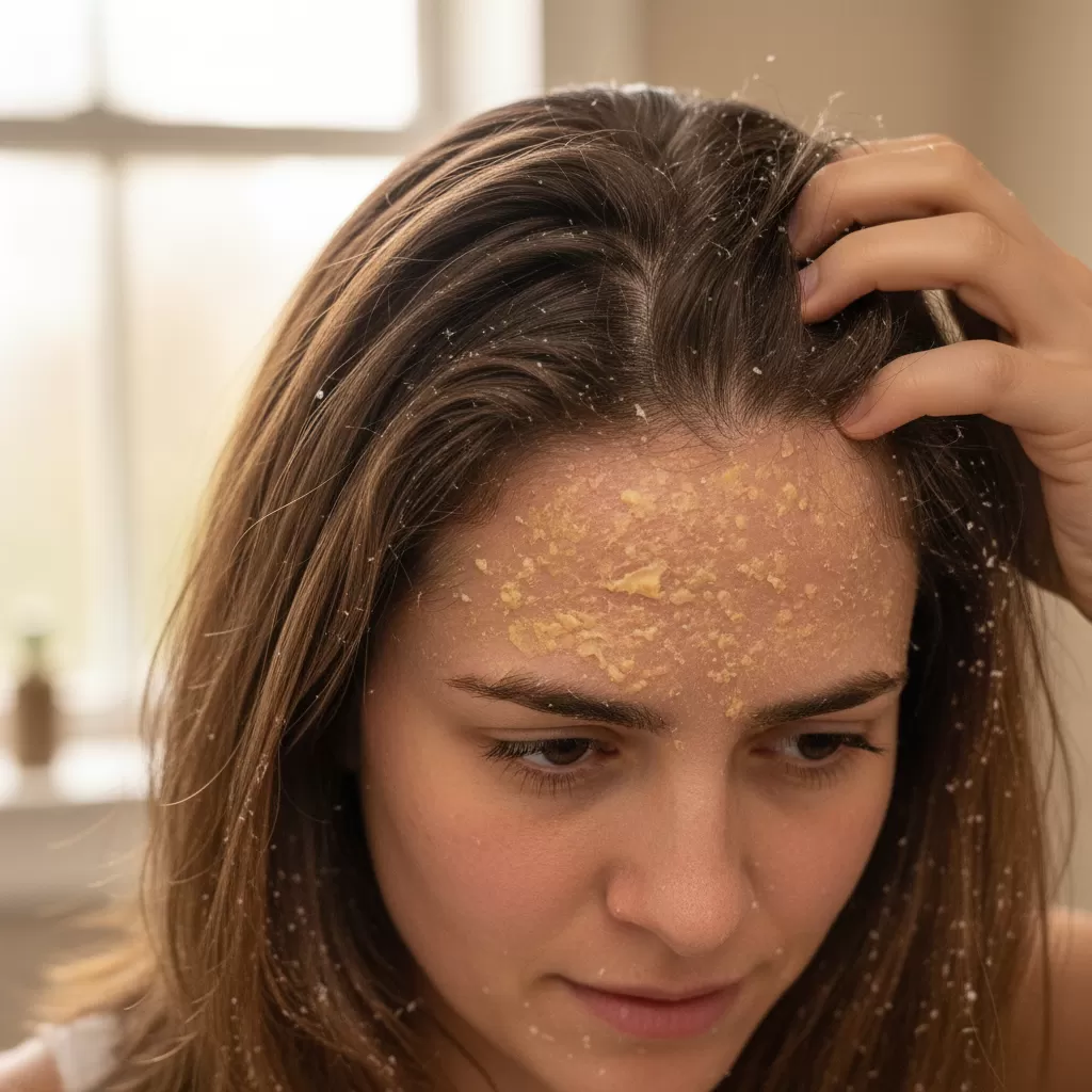 Viêm da tiết bã gây ra tình trạng bong tróc và ngứa ngáy khó chịu trên da đầu