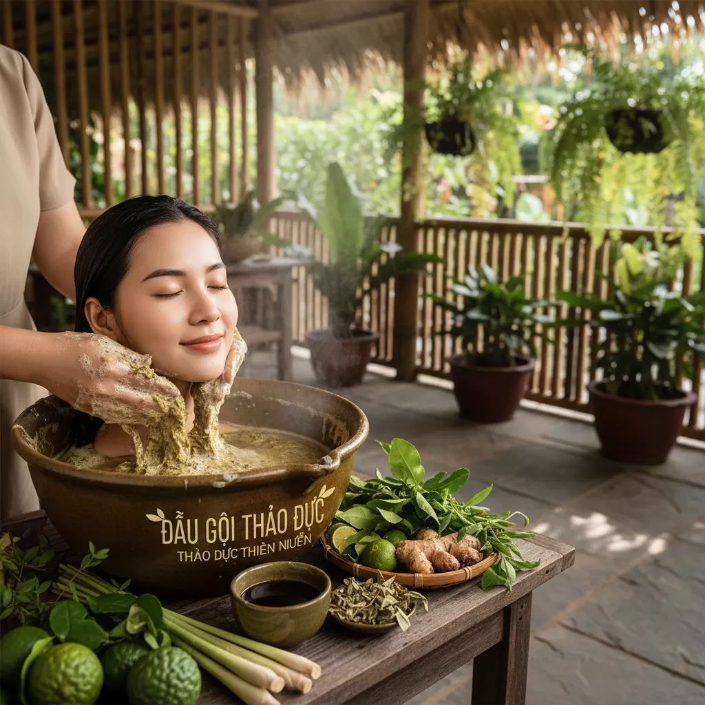 gemini_image_1771864685-1 Sử dụng dầu gội thảo dược giúp loại bỏ tạp chất và nuôi dưỡng tóc từ sâu bên trong