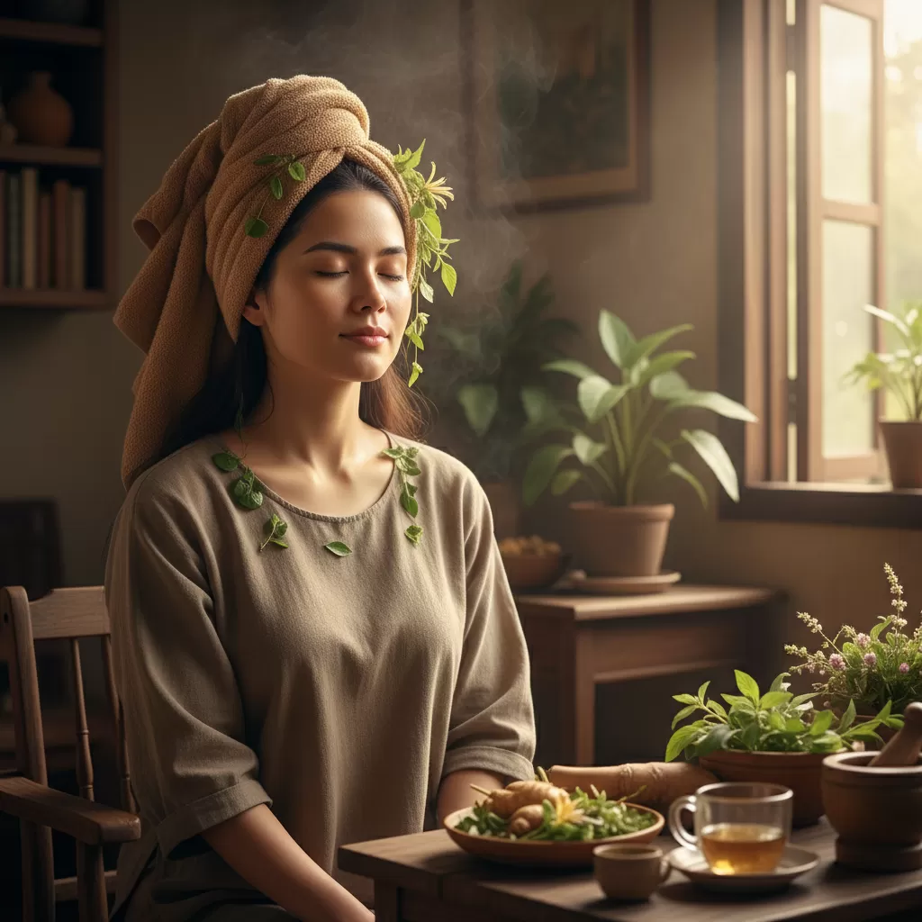 gemini_image_1771867814 Thực hiện đúng quy trình ủ tóc giúp dưỡng chất thẩm thấu sâu vào sợi tóc