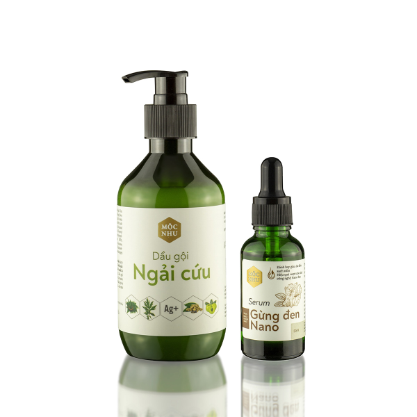 Dầu gội ngải cứu & serum gừng đen Nano Mộc Nhu