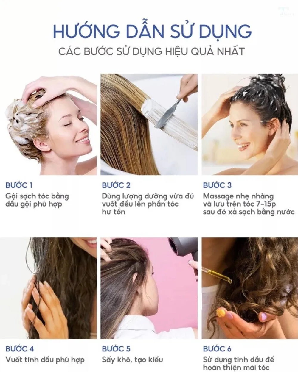Thoa kem dưỡng đều từ thân đến ngọn tóc là bước đệm quan trọng
