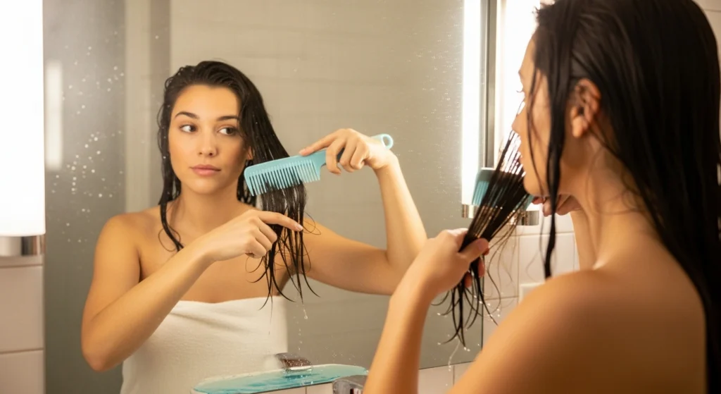 does-combing-wet-hair-cause-hair-loss-1024x559-1 Thói quen chải tóc khi còn ướt là nguyên nhân hàng đầu gây chẻ ngọn