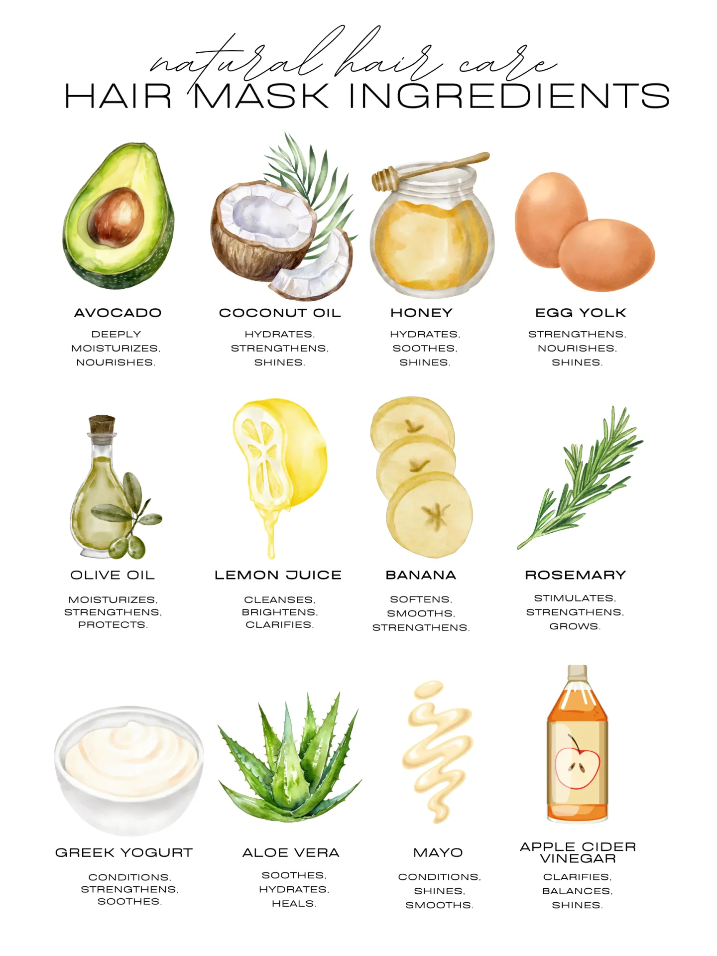 hair-mask-recipes-ingredients-1440x1920-1-1 Sử dụng các nguyên liệu tự nhiên là phương pháp an toàn để phục hồi tóc vàng xơ