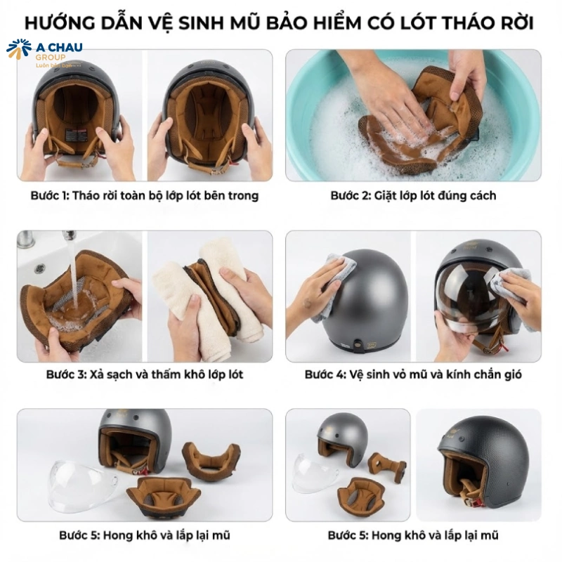 Vệ sinh mũ bảo hiểm định kỳ là cách tốt nhất để phòng tránh nấm đầu