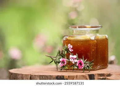 manuka-honey-flowers-on-natural-260nw-2559187131 Mật ong Manuka Giải pháp phục hồi nang tóc chuyên sâu từ thiên nhiên New Zealand