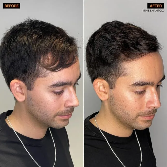 redken-hair-care-brews-mint-shampoo-for-men-before-and-after-cleansing-hair Mái tóc sạch gàu và chắc khỏe là kết quả của việc chăm sóc đúng cách