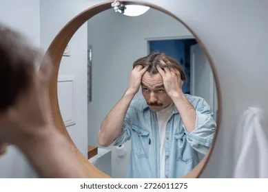 worried-young-man-examines-thinning-260nw-2726011275-1 Tình trạng hói đầu sớm ở nam giới ngày càng trở nên phổ biến và gây ra nhiều áp lực tâm lý